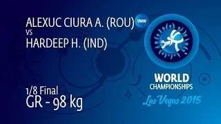 1/8 GR - 98 kg: A. ALEXUC CIURA (ROU) df. H. HARDEEP (IND) by TF, 9-0