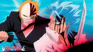 Ichigo In His Hollow Form Overtakes His Own Attacks And Stuns Grimmjow With His Speed