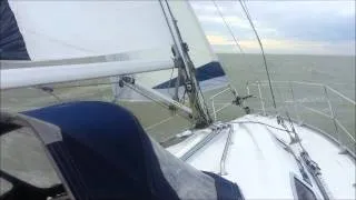 Sailing Zolys Bavaria 30 cruiser by 10 to 30 kn on North sea