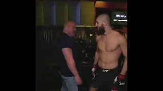 khamzat chimaev meets dana white for his first time