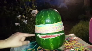 Вызов принят. Арбуз челлендж, взрываем большой арбуз резинками/The Great Watermelon Challenge