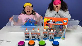 BLINDFOLDED Don't Push the Wrong Button Slime Challenge Izzy Cheated!!!