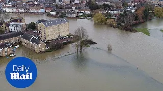 Aerial footage shows flooded St Ives town on Easter Monday - Daily Mail