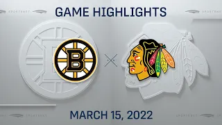 NHL Highlights | Bruins vs. Blackhawks - Mar. 15, 2022