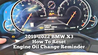 2019 - 2022 BMW X3 How to Reset Service Oil Reminder Light