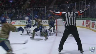 Mikey DiPietro unreal sprawling stop against Crunch