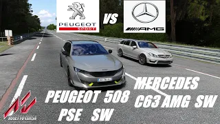 Assetto corsa Peugeot 508 PSE SW  V.S  Mercedes C63 AMG SW Circuit le Mans ..