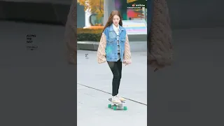 Bailu found her new skill and that is skateboarding