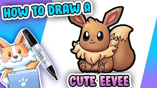 How To Draw a Cute Eevee! CUTE POKEMON easy step-by-step