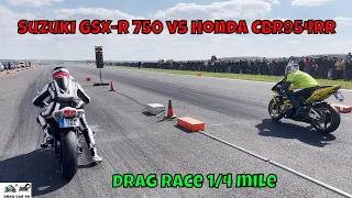 Suzuki GSX-R 750 vs Honda CBR954RR MOTORCYCLE DRAG RACING 1/4 mile 🏍🚦 - 4K UHD
