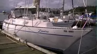 Lund Harbour and my sailboat Zinntra.