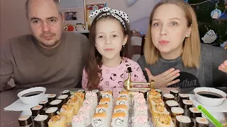 Мукбанг РОЛЛЫ🍣СУШИ/ROLLS🍣Sushi/no Asmr/Наши Недостатки😱Много Вопросов и Ответов, Приветов