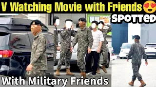 BTS V Spotted With Military Friends Outside Cinema Hall 😍 BTS V Watching Movie with Military Friends
