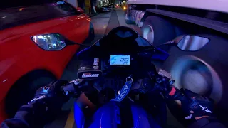 YZF YAMAHA R3 AKRAPOVIC - Late Night City Ride [PURE SOUND]