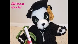 Helenmay Crochet Amigurumi Large Panda Bear BONUS Graduation Gown DIY Video Tutorial