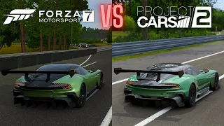 Forza Motorsport 7 vs Project Cars 2 | Graphics & Sound Comparison | Aston Martin Vulcan  [PC-4K]