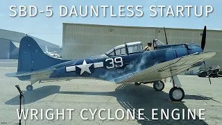 SBD-5 Dauntless Engine Startup - Wright R-1820-60 Cyclone