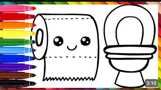 Drawing and Coloring a Toilet With Toilet Paper🚽🧻🌈 Drawings for Kids| how to draw and paint for kids