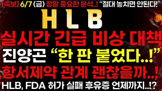 [HLB] 6/7 (금) 실시간 긴급 비상 대책..! 진양곤 회장 "항서 제약과 한 판 붙었다..!" 이대로 괜찮을까?!