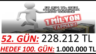 52. GÜN - 100 GÜNDE 15 BİN TL' DEN BAŞLAYIP MİLYONER OLMAK!!! - 100 GÜNDE PORTFÖYÜ 1 MİLYON YAPMAK!