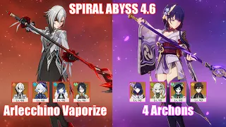 C0 Arlecchino Vaporize & 4 Archons | Spiral Abyss 4.6 | Genshin Impact
