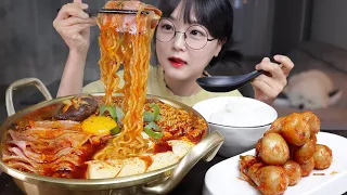 Spicy Soft Tofu Ramen & Radish Kimchi🍜Mukbang ASMR