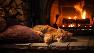 Relax and Unwind with Purring Cat and Crackling Fireplace   ASMR Sleep Aid and Meditation