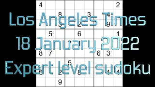 Sudoku solution – Los Angeles Times sudoku 18 January 2022 Expert level