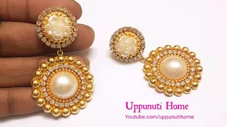 How To Make Pearl Designer Earrings | Paper Earrings | Jewellery Making|DIY+earring(earring)diaries