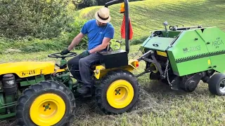 presentation and testing of mini roll baler ARGA MB-60/70 Hofman with mini tractor Tomo Vinkovic