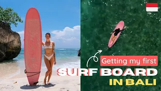 Learning how to surf in Bali | Getting my first surfboard | Uluwatu vlog