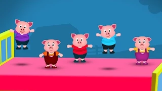 Five Little Piggies Jumping on the Bed Nursery Rhyme - Cartoon Animation Rhymes Songs for Children