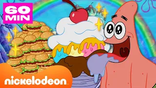 SpongeBob | 60 minuten lang de hongerigste ETENSmomenten van SpongeBob 🍔 | Nickelodeon Nederlands