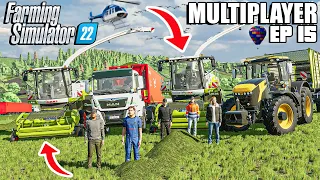 GRASS SILAGE Harvesting and STORAGE with CLAAS JAGUAR & TRUCKS | FS22 Multiplayer Ep.15
