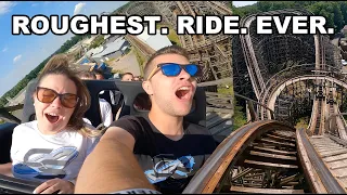 Riding Europe's Worst Roller Coaster! Bandit On-Ride Reaction Movie Park Germany RCCA Wooden Coaster