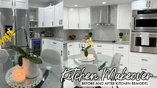 BEAUTIFUL SMALL KITCHEN MAKEOVER | BEFORE AND AFTER OF MOM'S KITCHEN RENOVATION