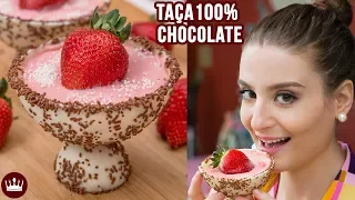 TAÇA DE CHOCOLATE COM MOUSSE FÁCIL DE MORANGO (FAÇA COM BEXIGA!) | Cozinha do Bom Gosto | Gabi Rossi