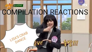 Part1 Compilation reactions to LISA'S CRAB DANCE on knowing bros. #blackpink #lisa