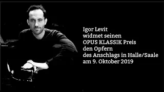 Pianist Igor Levit widmet seinen OPUS KLASSIK PREIS den Opfern des Anschlags in Halle/SaaleOPUS