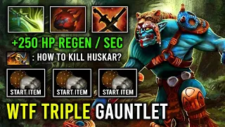 WTF 3x Triple Gauntlets Start Item 6Min Armlet Just Stand & Hit with 250 HP Regen Huskar Dota 2