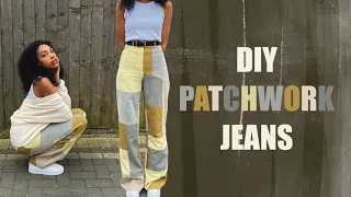 DIY Sewing Tutorial: How to make Custom Patchwork Jeans Upcycle | Inspired By Myah