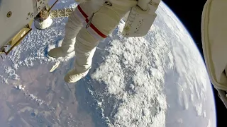 NASA Astronauts Space Walk Outside the ISS