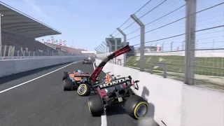insane crash in pit stop by Ricciardo ai in the f1 2021 game