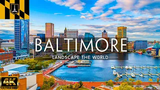 FLYING OVER BALTIMORE, MARYLAND 4K - Relaxing Music Along With Beautiful Nature Videos - 4K Video HD