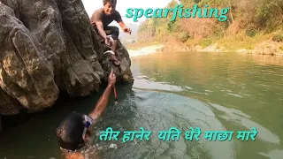 underwater spear fishing // fishing in nepal // fishing in aadhikhola river