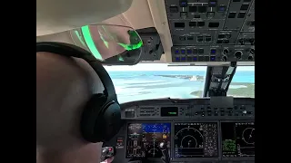 Gulfstream G550 cockpit landing at Norman’s Cay (MYEN)