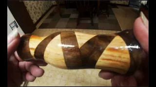 Wood Turned~ Two color designed fatwood ferro rod handle