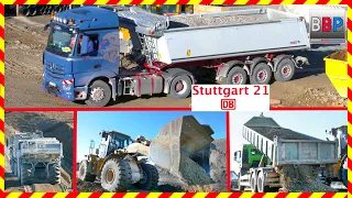 Caterpillar 972H, Wirtgen WR240i, Mercedes, MAN Trucks,... Stuttgart 21, 23.11.2022.