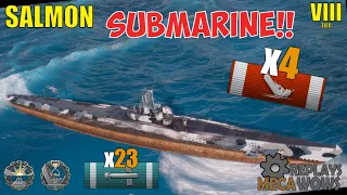 Submarine Salmon 4 Kills & 134k Damage | World of Warships Gameplay