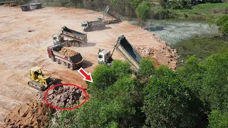 Ep5, Nice Incredible Equipment Bulldozer Move Big Rock Stone Clear Forestry,Dump Truck Deliver Stone